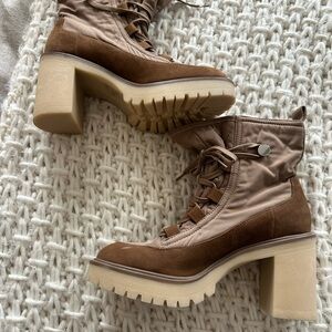 Dolce Vita Lace Up Boots in Brown and Tan